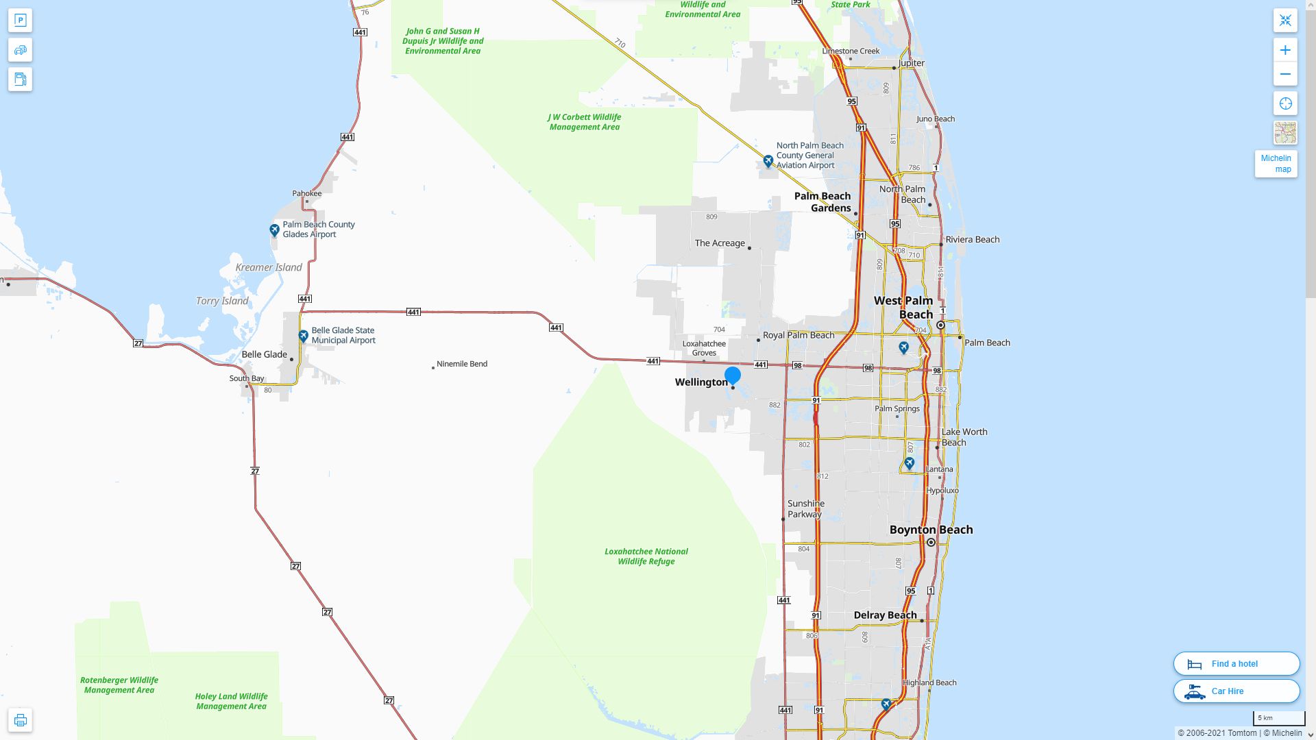 Wellington Florida Highway and Road Map